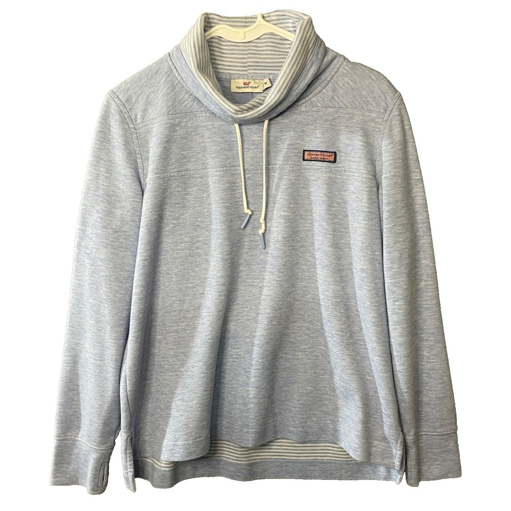 Vineyard Vines Double Faced Relaxed Funnel Neck Shep Shirt Womens Medium Blue